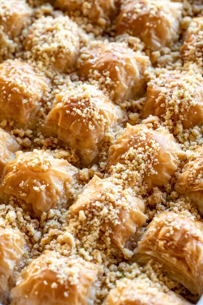 Baklava Laiteuse Saveurs Traditionnelles Moyen Orient Nom Baklava Est Fistikli — Photo