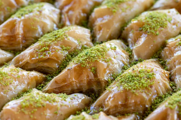 Баклава Традиційні Середньо Східні Прапори Місцева Назва Baklava Kaymakli Sobiyet — стокове фото