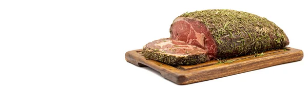 Raw Ribeye Isolerad Vit Bakgrund Närbild Kalvkött Ribeye Marinerad Med — Stockfoto