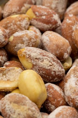 Yakın plan tuzlu fıstık. Yemek geçmişi. Atıştırmalık taze fındık. Hikaye biçimi