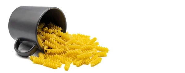 Raw Auger Pasta Isolerad Vit Bakgrund Pastan Tömmer Glaset Glaset — Stockfoto