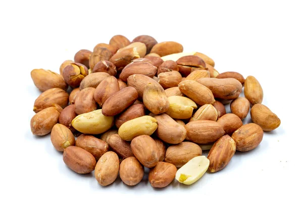 Peanuts Isoliert Auf Weißem Hintergrund Snack Frische Erdnüsse Nahaufnahme — Stockfoto