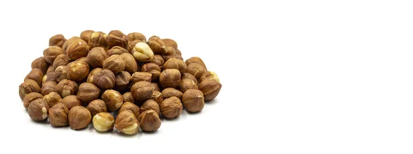 Hazelnoot Kernel Geïsoleerd Witte Achtergrond Snack Verse Geschilde Hazelnoten Doe — Stockfoto