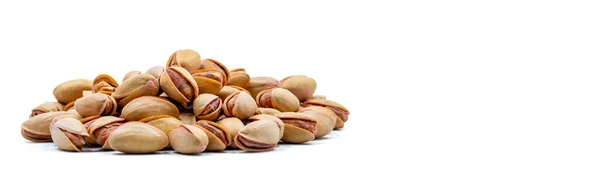 Pistachios Isolated White Background Snack Fresh Nuts Close Empty Space — Stock Photo, Image