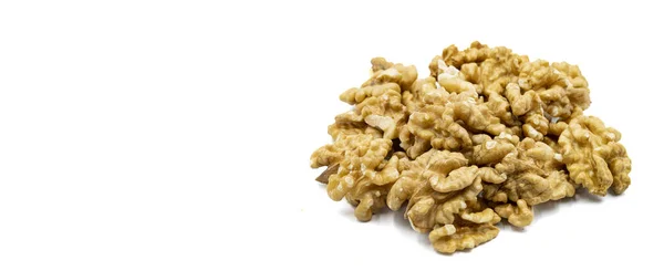 Walnut Kernel Isolated White Background Snack Fresh Nuts Close Empty — Stock Photo, Image