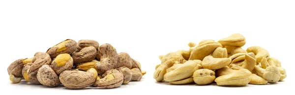Kacang Mete Terisolasi Pada Latar Belakang Putih Snack Kacang Segar — Stok Foto