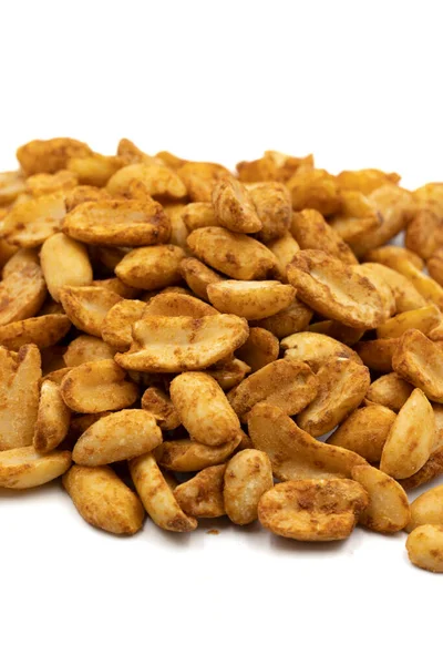 Amendoins Torrados Salgados Isolados Sobre Fundo Branco Snack Nozes Frescas — Fotografia de Stock