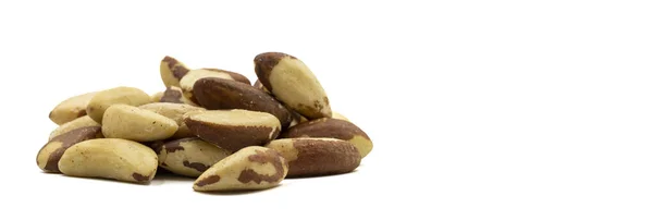 Brazilské Ořechy Izolované Bílém Pozadí Svačinové Ořechy Detailní Záběr Prázdné — Stock fotografie