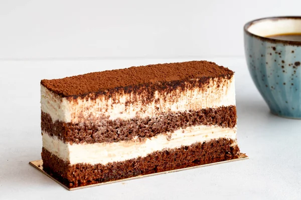 Tiramisu Cake White Background Cup Coffee — Stock Photo, Image