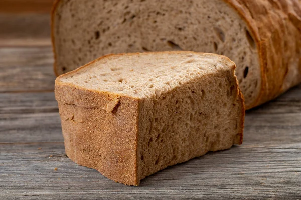 Organic Sourdough Bread Wood Background — Stock Photo, Image