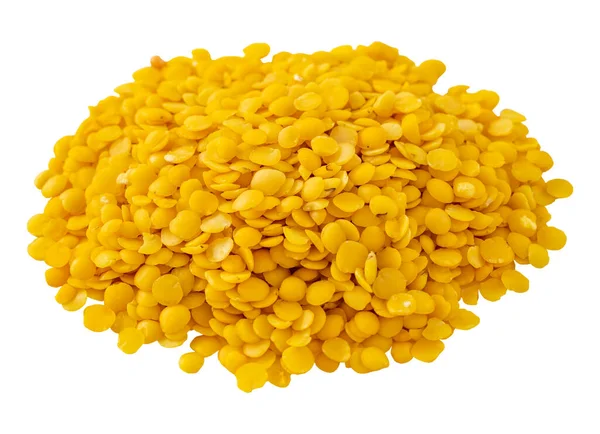 Granos Lentejas Amarillas Crudas Orgánicas Aisladas Sobre Fondo Blanco Sobre — Foto de Stock