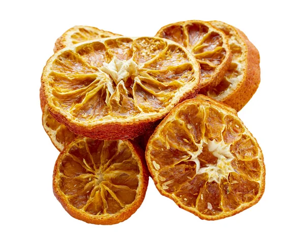 Gedroogde Sinaasappelen Geïsoleerd Een Witte Achtergrond — Stockfoto