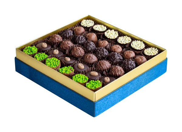 Cadeau Chocolade Geïsoleerd Witte Achtergrond Chocoladedoos — Stockfoto