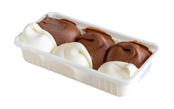 Mléko Čokoládová Zmrzlina Izolované Bílém Pozadí Zmrzlina Maras — Stock fotografie