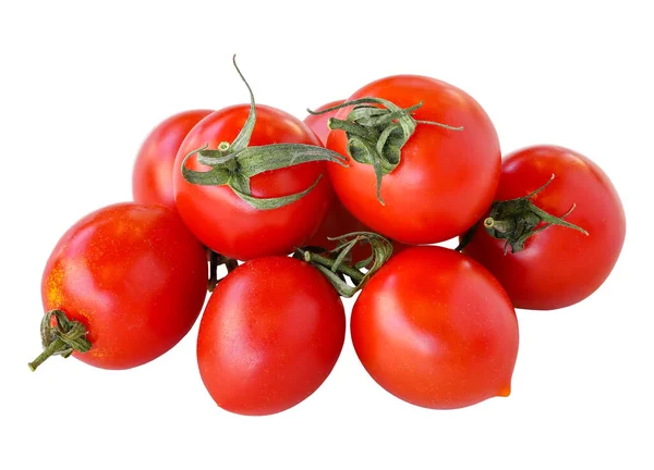 Cherry Rajčata Izolované Bílém Pozadí Třešňové Rajčata Ořezávání Cesta — Stock fotografie