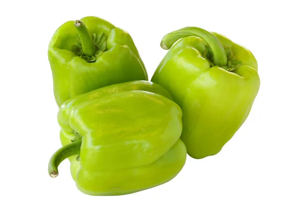 Zelená Paprika Izolované Bílém Pozadí Bell Pepper Clipping Path — Stock fotografie