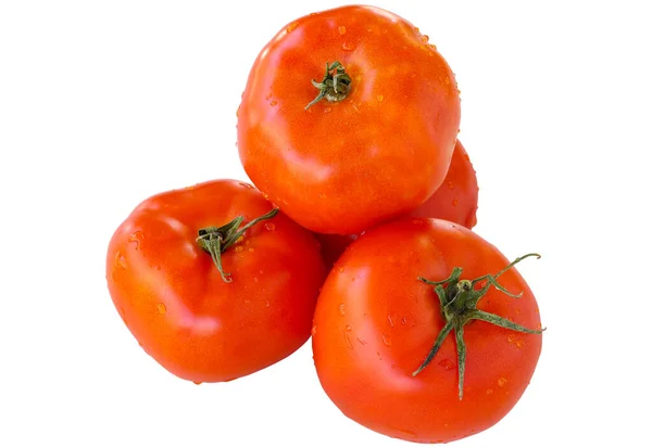 Ώριμες Κόκκινες Ντομάτες Απομονωμένες Λευκό Φόντο Διαδρομή Αποκοπής Τομάτας — Φωτογραφία Αρχείου