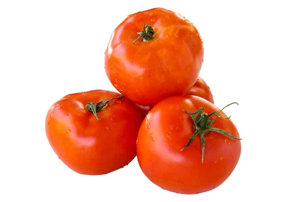 Ώριμες Κόκκινες Ντομάτες Απομονωμένες Λευκό Φόντο Διαδρομή Αποκοπής Τομάτας — Φωτογραφία Αρχείου