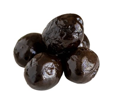 Beyaz arka planda siyah zeytinler