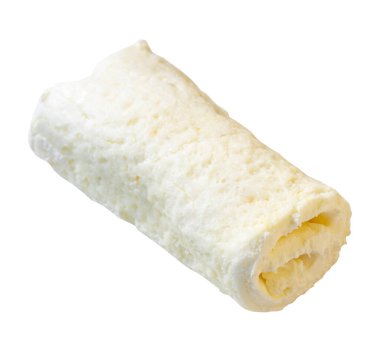 Beyaz arkaplanda pıhtılaşmış krem (tereyağı kremi)