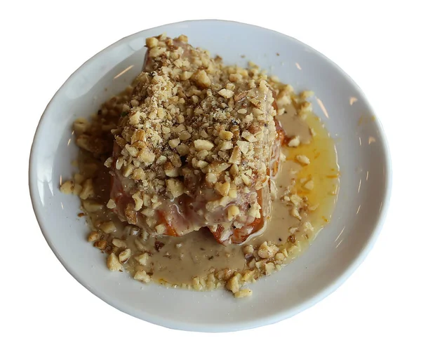 Beyaz arka planda izole edilmiş balkabağı tatlısı.