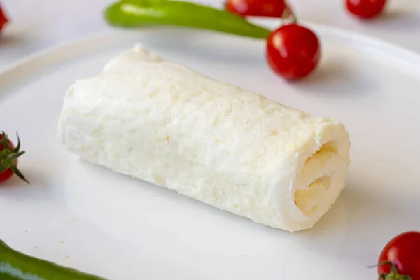 Crema Coagulata Crema Burro Piatto Bianco Colazione Turca Kaymak — Foto Stock