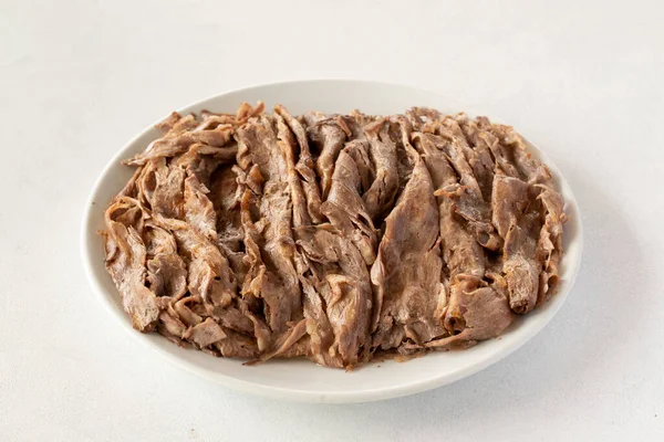 Doner Kebab Fundo Branco Cozinha Turca Tradicional Doador Carne Sabor — Fotografia de Stock