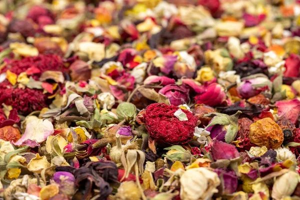 Bitki Çayına Bayılırım Yakın Plan Bitki Çayı Bud Rose Hibiscus — Stok fotoğraf