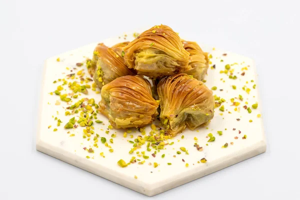 Mussel Baklava Pistachio Close Traditional Middle Eastern Flavors Traditional Turkish — Stock Photo, Image