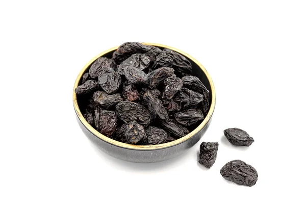 Black Dried Raisins White Background Healthy Fres — Foto Stock