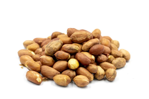 Amendoins Sobre Fundo Branco Saudável Fres — Fotografia de Stock