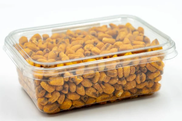 Packed Gravy Corn Nuts White Background Close Local Name Soslu — Stockfoto