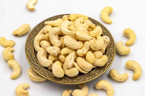 Anacardos Aislados Sobre Fondo Blanco Nueces Orgánicas Cerca — Foto de Stock