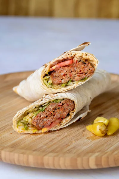 Turco Árabe Tradicional Adana Urfa Kebab Carne Picada Kebab Cultura — Fotografia de Stock