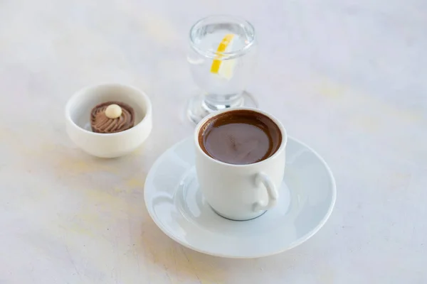 Turkish Coffee White Wood Background — Stock Photo, Image