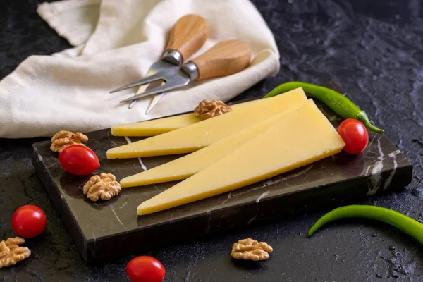 Gruyere Kaas Stuk Oude Comte Gruyere Comte Heerlijke Kaas Close — Stockfoto