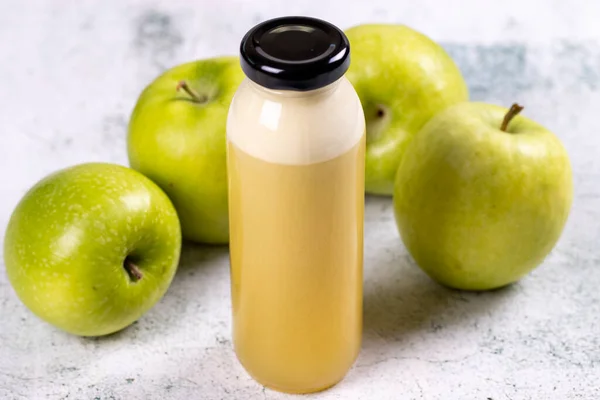 Appelsap Vers Geperst Sap Vers Geperst Appelsap Glas Stenen Ondergrond — Stockfoto