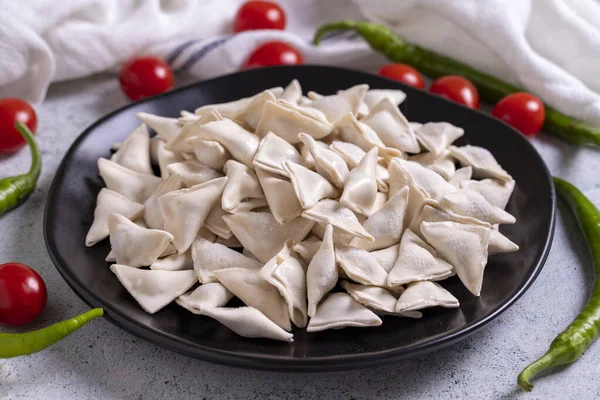 Fryst Ravioli Stengolv Fyllda Ravioli Mitten Turkisk Ravioli Traditionella Delikatesser — Stockfoto