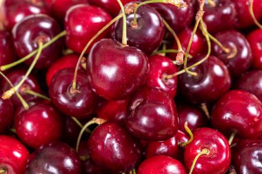 Fresh cherry. Ripe cherries in a close-up basket. Bulk cherries. close up