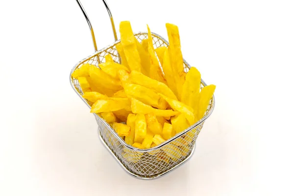 Pommes Terre Frites Frites Isolées Sur Fond Blanc Frites Servies — Photo