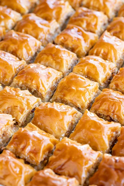 Walnut Baklava Close Baklava Tray Turkish Cuisine — Stock Photo, Image