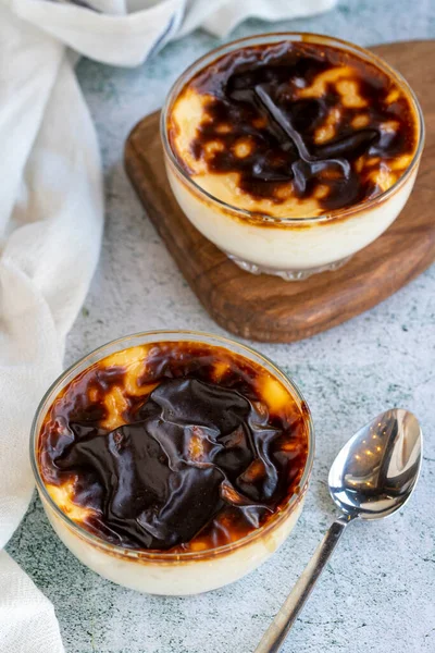 Rice pudding. Rice pudding dessert made of milk, sugar and rice on a stone background. Turkish cuisine delicacies. close up