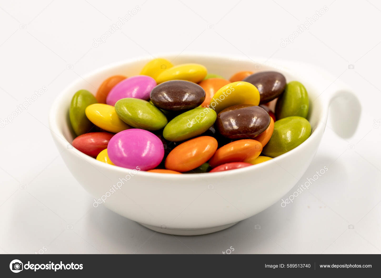 Colorful Candies Bonbon Chocolate Filled Candy Isolated White.