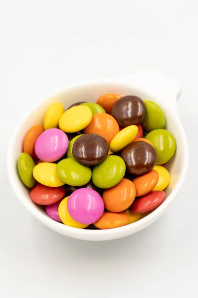 Colorful Candies Bonbon Chocolate Filled Candy Isolated White Background Close — Foto Stock