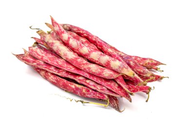 Ripe kidney beans. Fresh and raw kidney beans isolated on white background. Organic food. close up