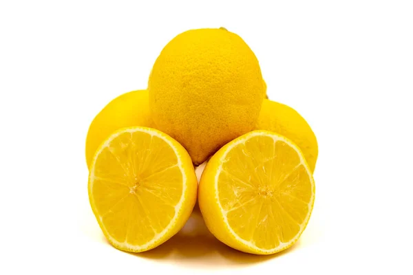 Fresh Lemon Half Cut Lemon Isolated White Background Close — Zdjęcie stockowe