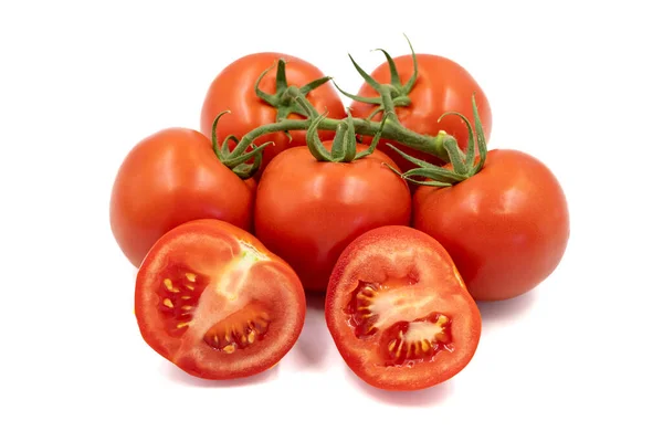 Bunch Tomatoes Freshly Cut Tomatoes Isolated White Background Organic Food — 图库照片