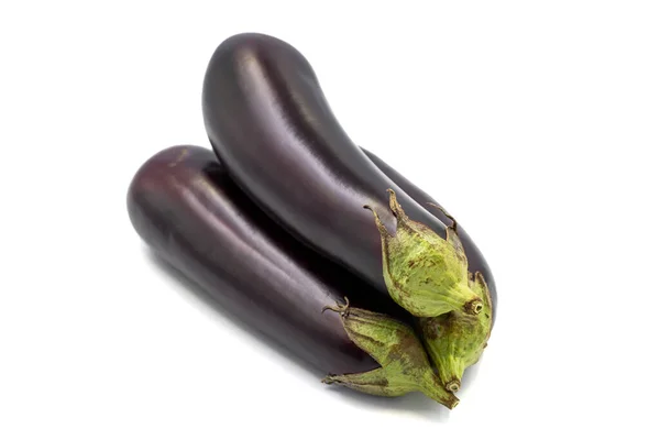 Ripe Eggplant Fresh Eggplants Isolated White Background Organic Food Close — Fotografia de Stock