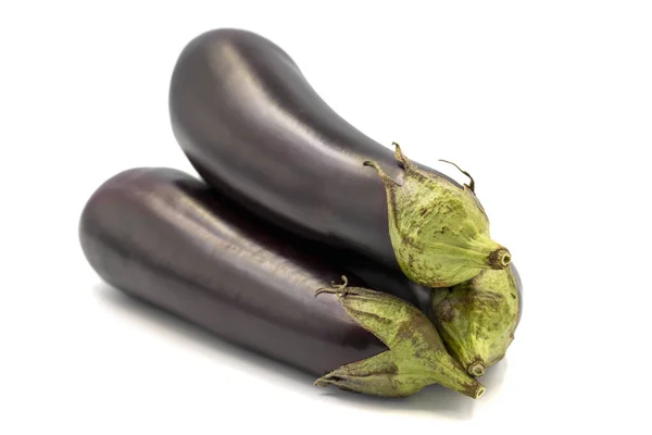 Ripe Eggplant Fresh Eggplants Isolated White Background Organic Food Close — 图库照片