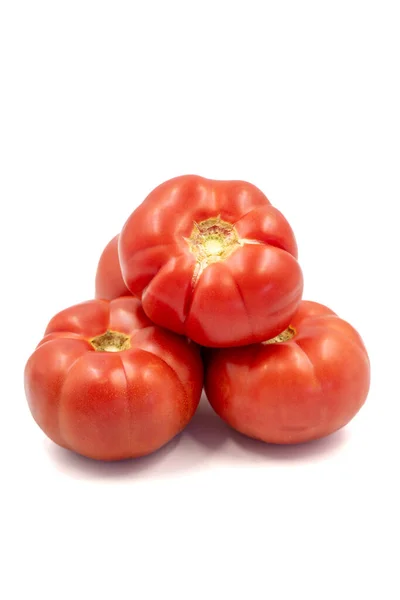 Ripe Tomatoes Fresh Raw Red Tomatoes Isolated White Background Organic — Φωτογραφία Αρχείου